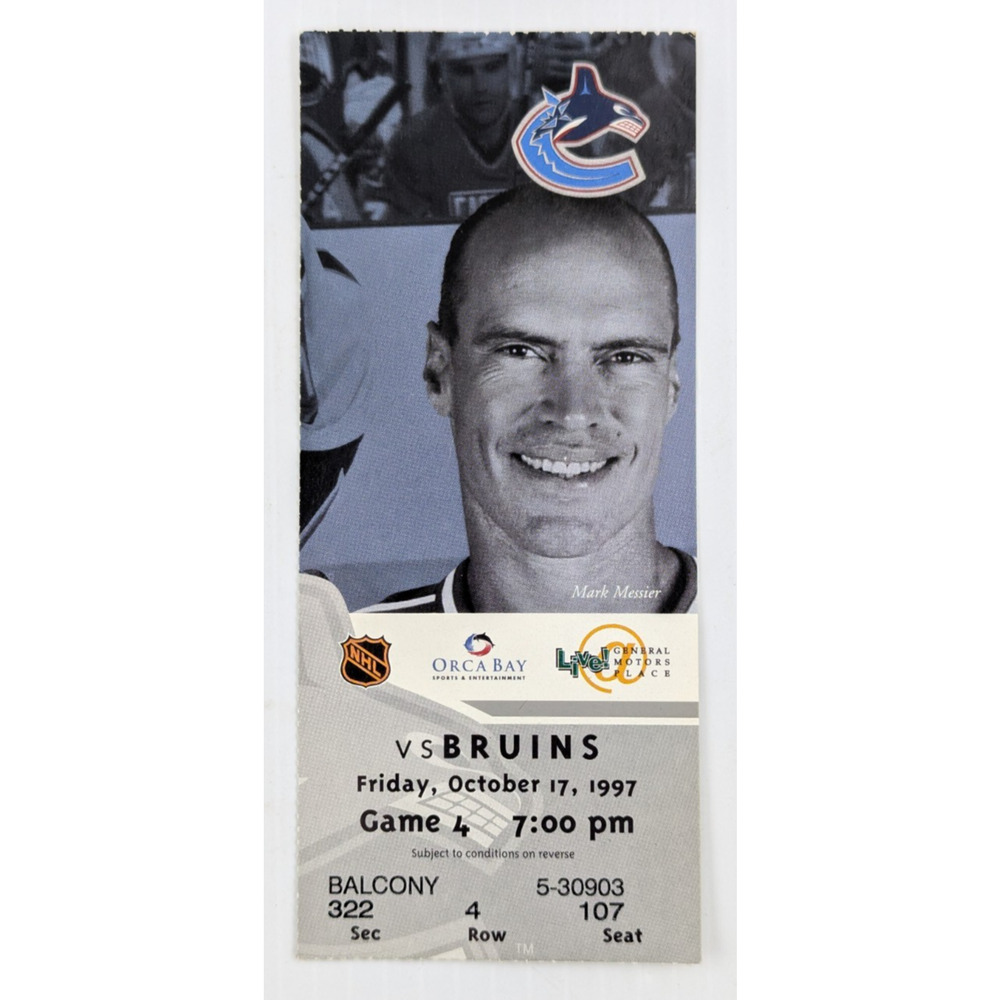 1997 Vancouver Canucks vs Boston Bruins NHL Game 4 Ticket Stub MARK MESSIER